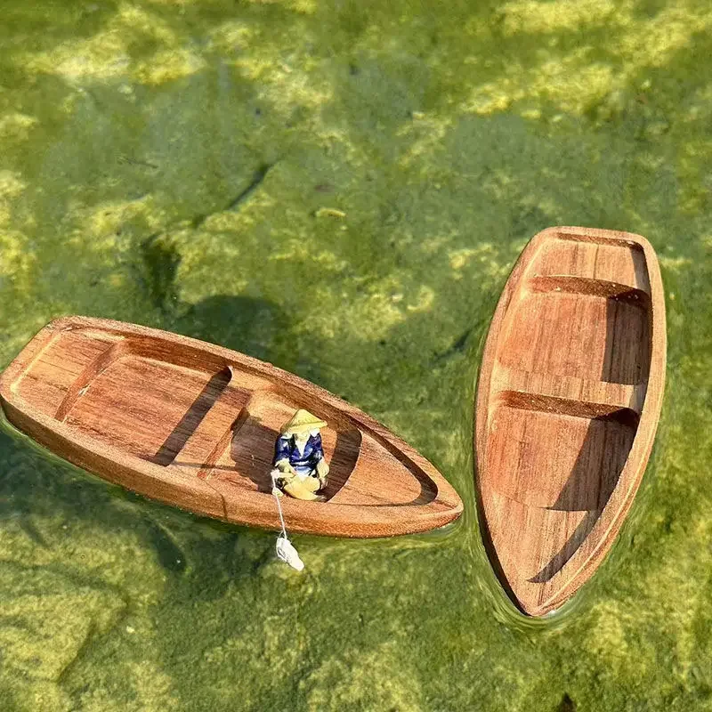 Aquarium Driftwood - Ręcznie robiona drewniana łódź Mini pływający